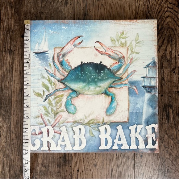 Crab Bake Coastal Nautical Canvas Print Wall Art 12 x 12 - Picture 3 of 6